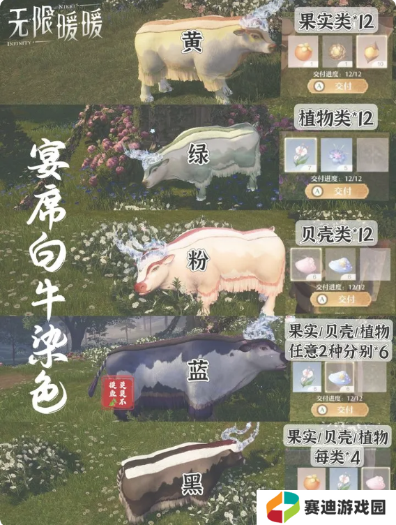 无限暖暖宴席白牛香料配方大全   宴席白牛蓝